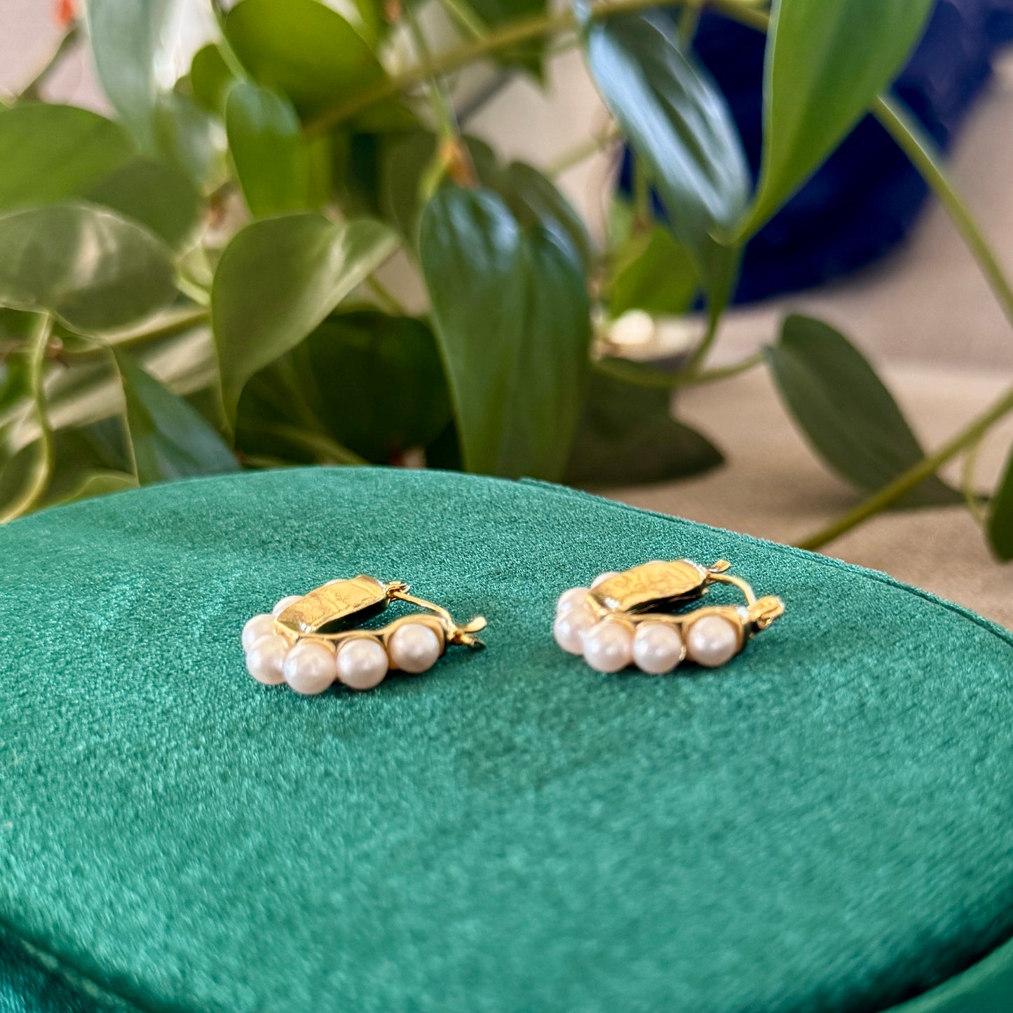 Seven Pearl Hoop Earrings