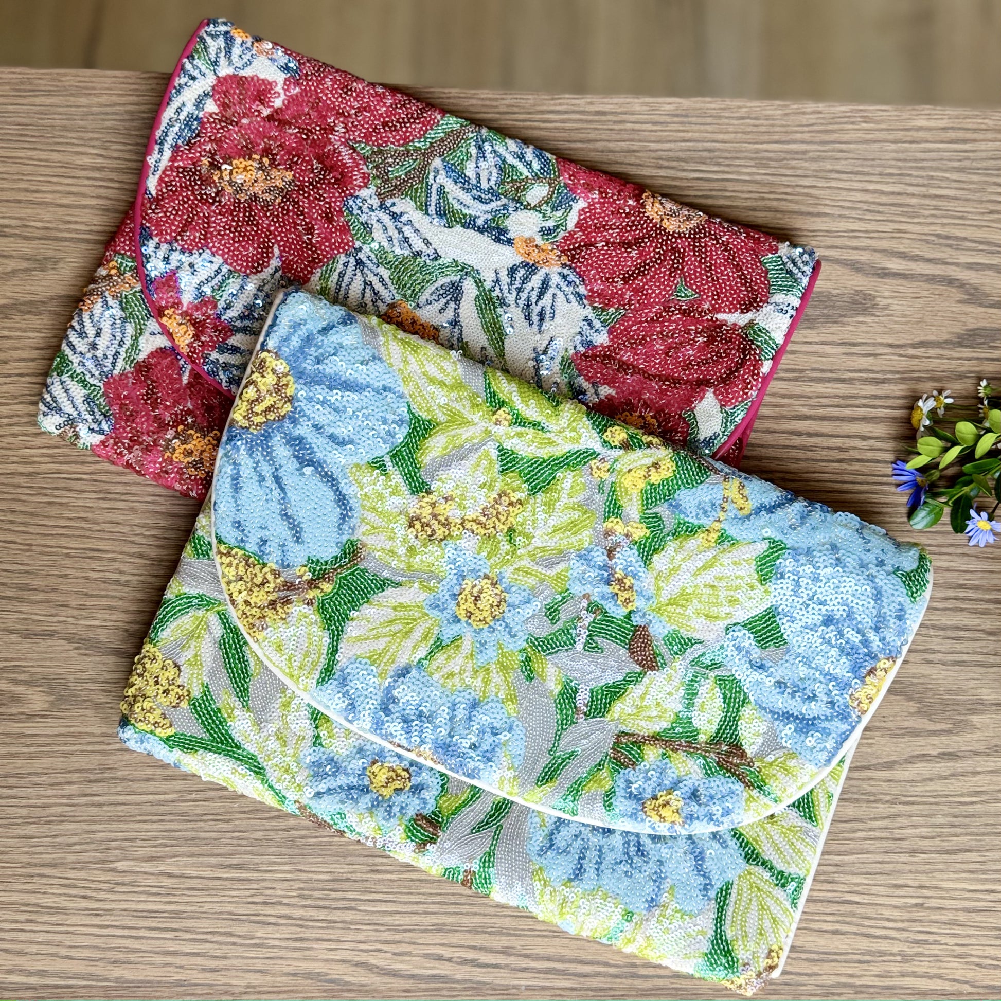 Floral Sequence Clutch Bag - iszi ONLINE