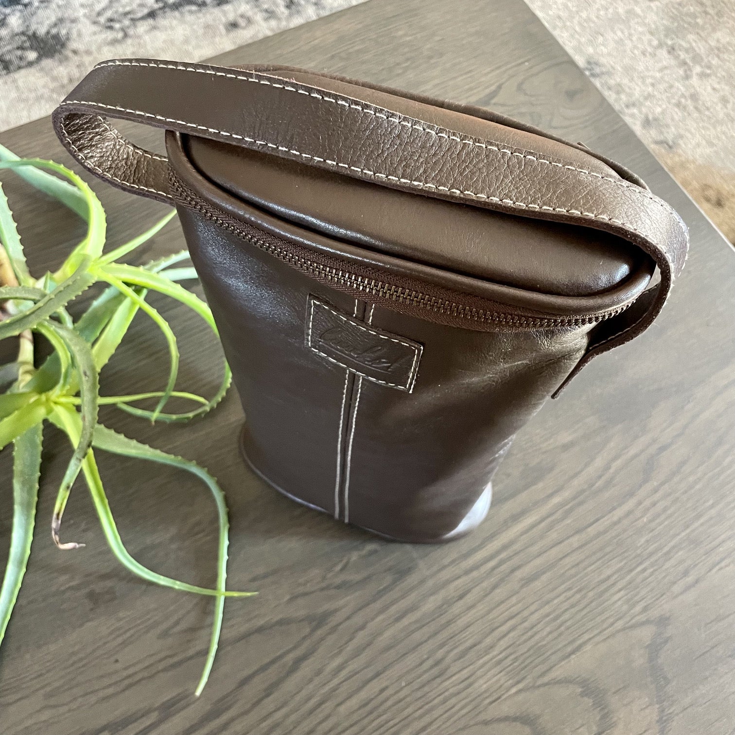 Leather Wine Cooler - 2 Bottles Chocolate