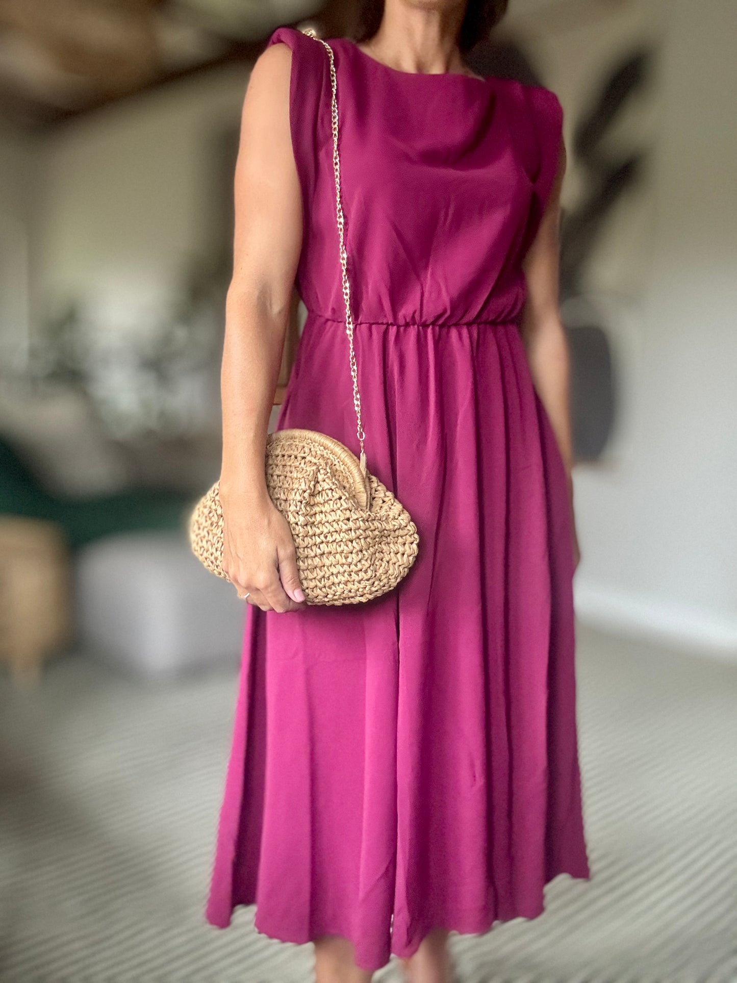 Midi Dress in Maroon