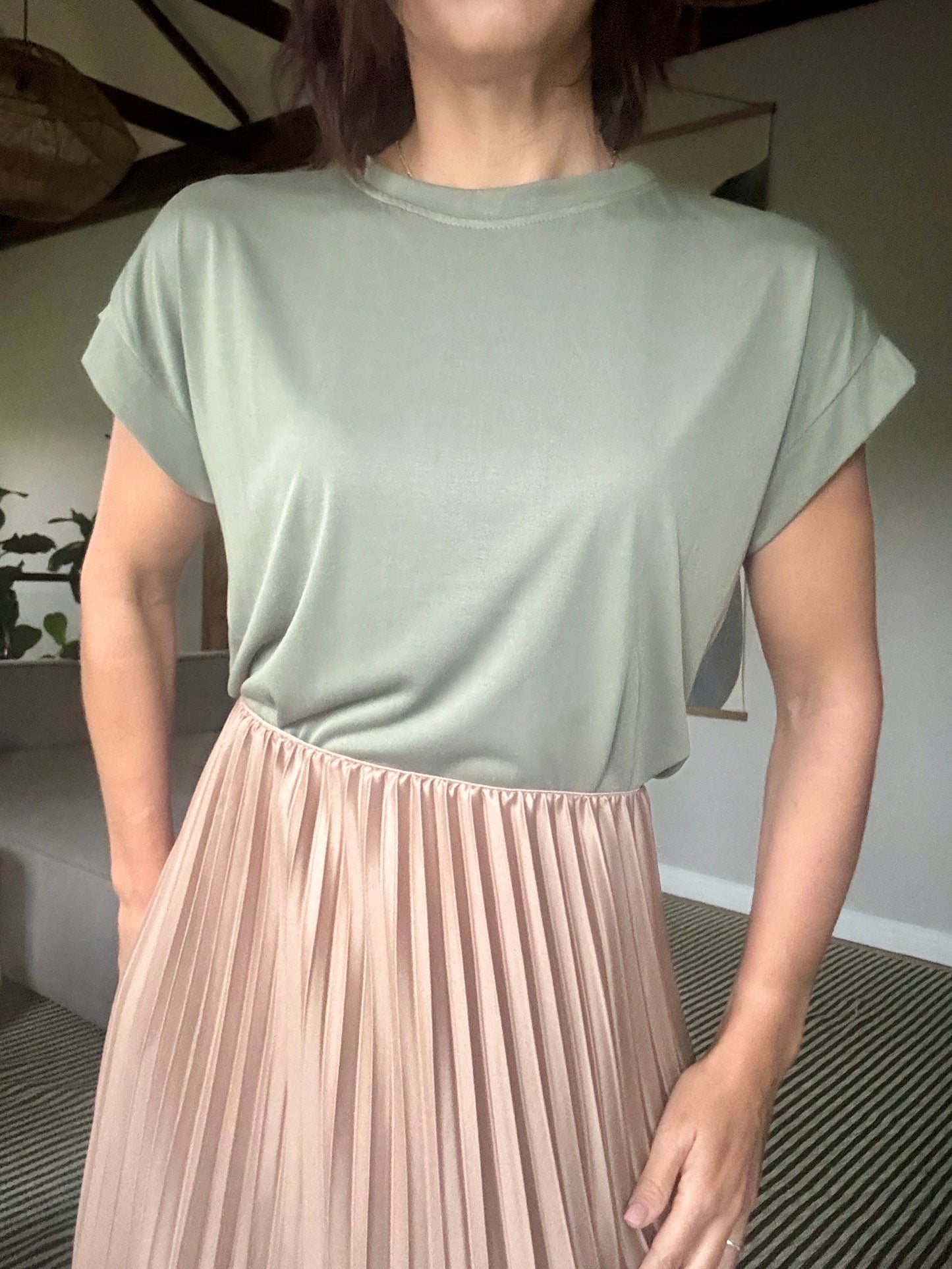 sage Green Sleeveless T-Shirt