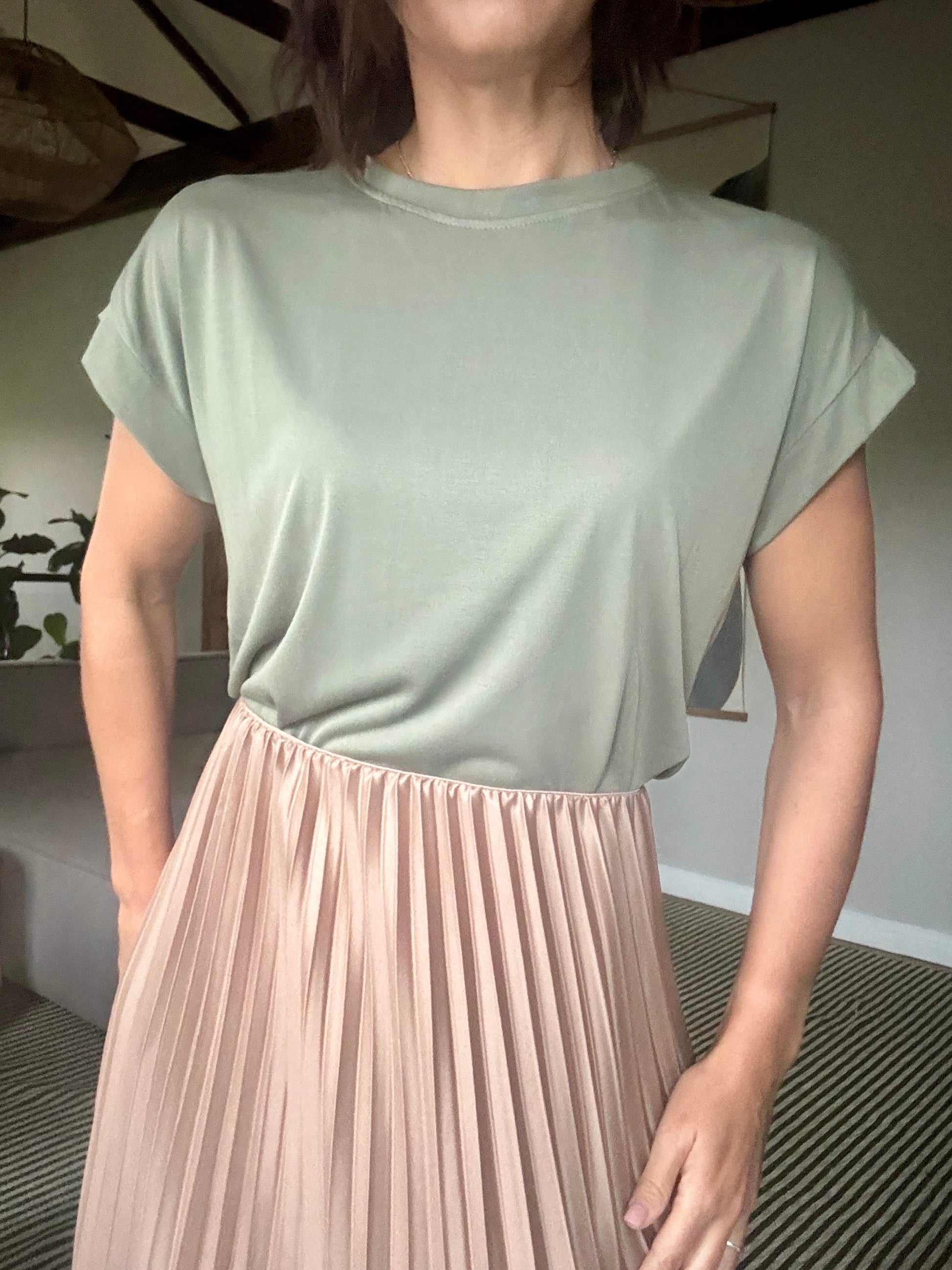 sage Green Sleeveless T-Shirt