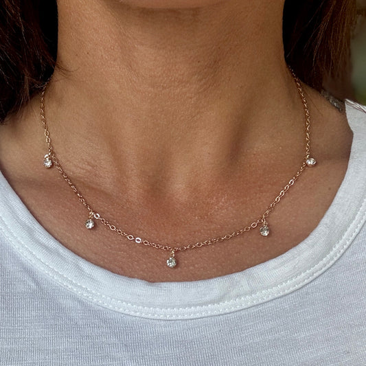 Tiny Diamanté Pendant Necklace