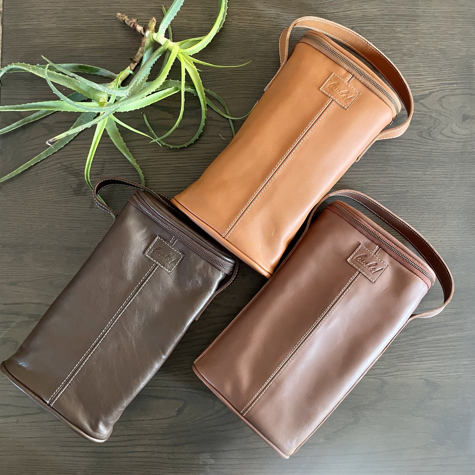 Leather Wine Cooler - 2 Bottles 3 color options