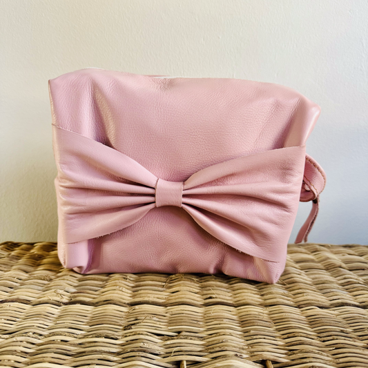 Pink Leather Bow Cosmetic/Toiletry Bag - iszi ONLINE