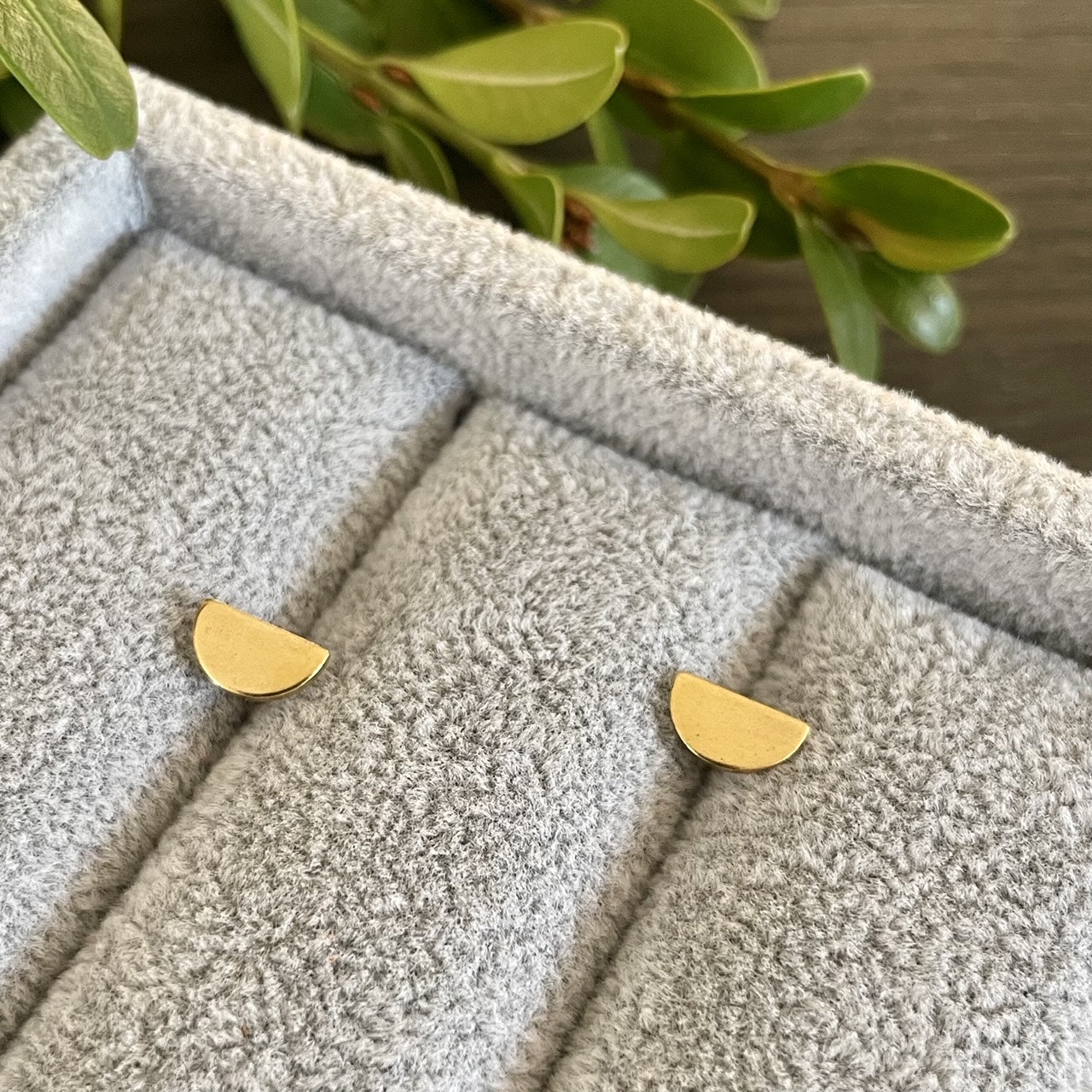 Solid Half Moon Stud Earrings