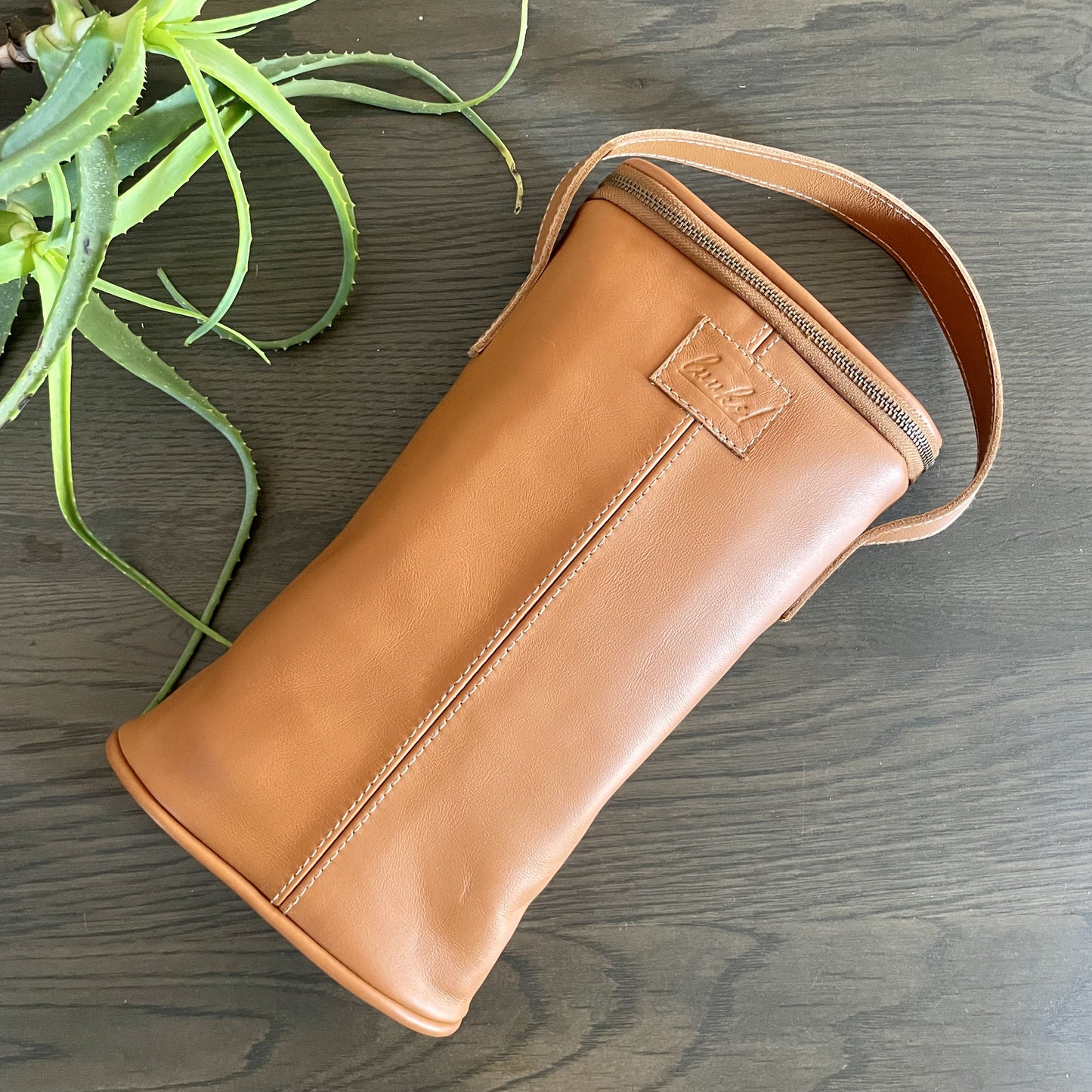 Leather Wine Cooler - 2 Bottles Tan
