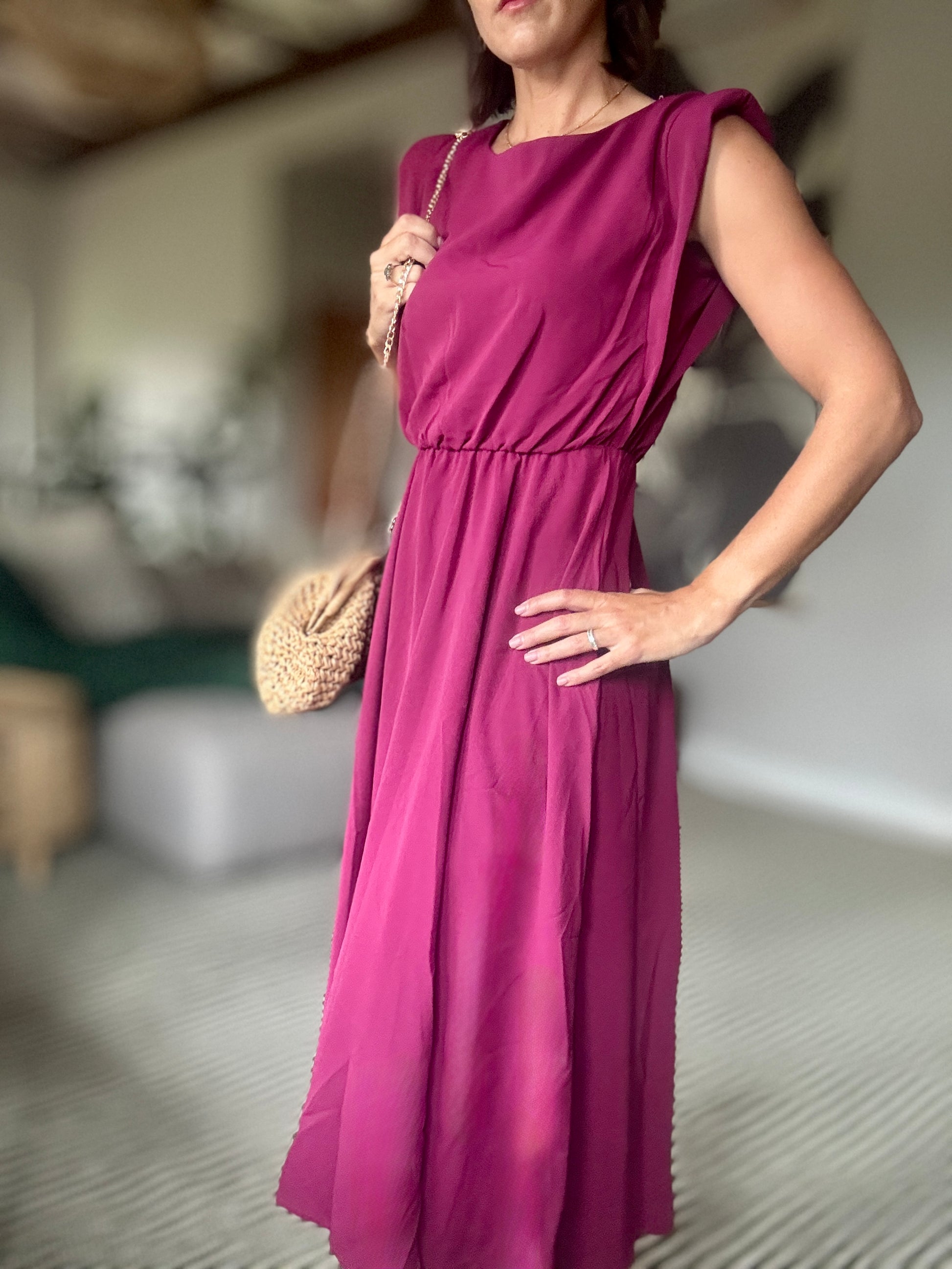 Midi Dress in Maroon