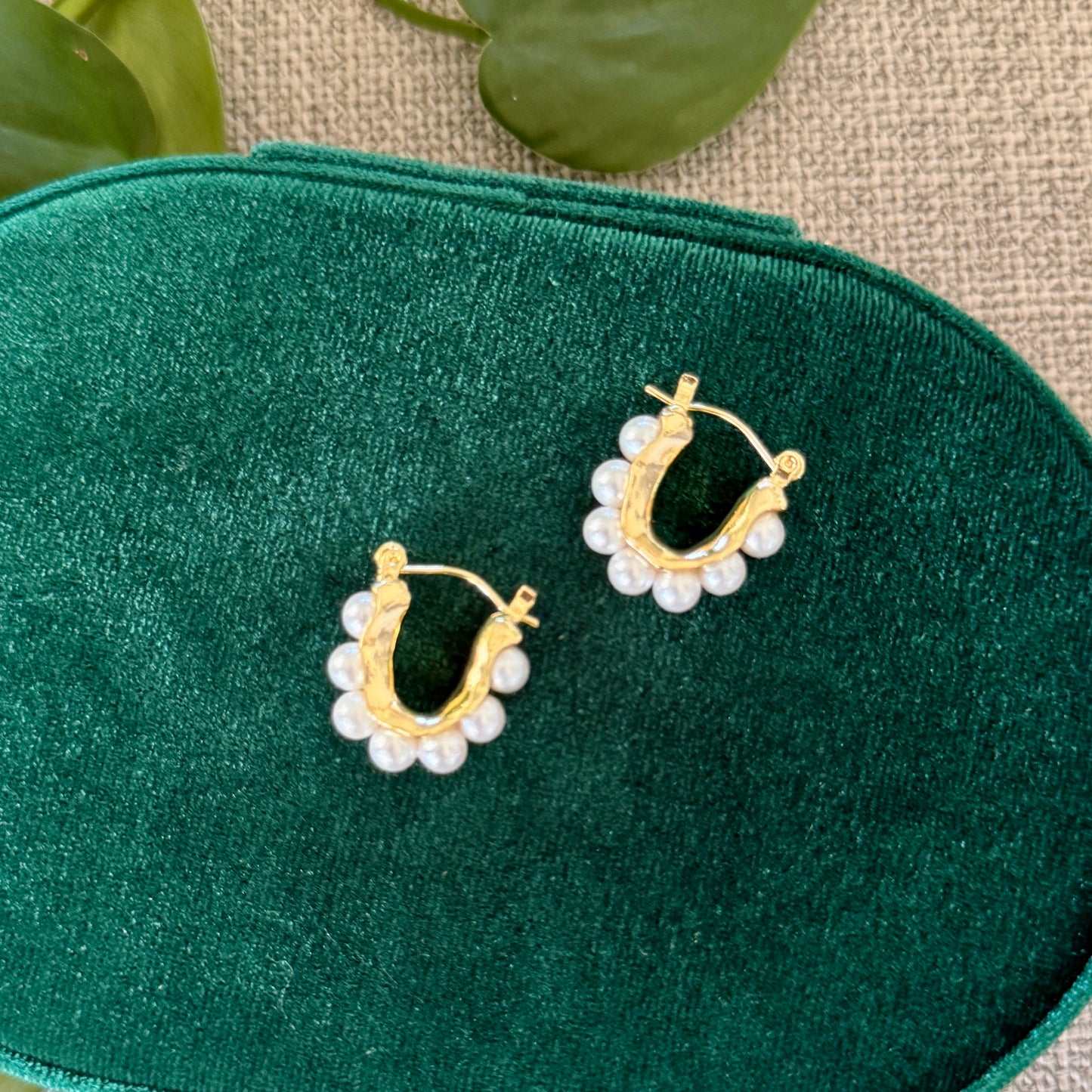 Seven Pearl Hoop Earrings