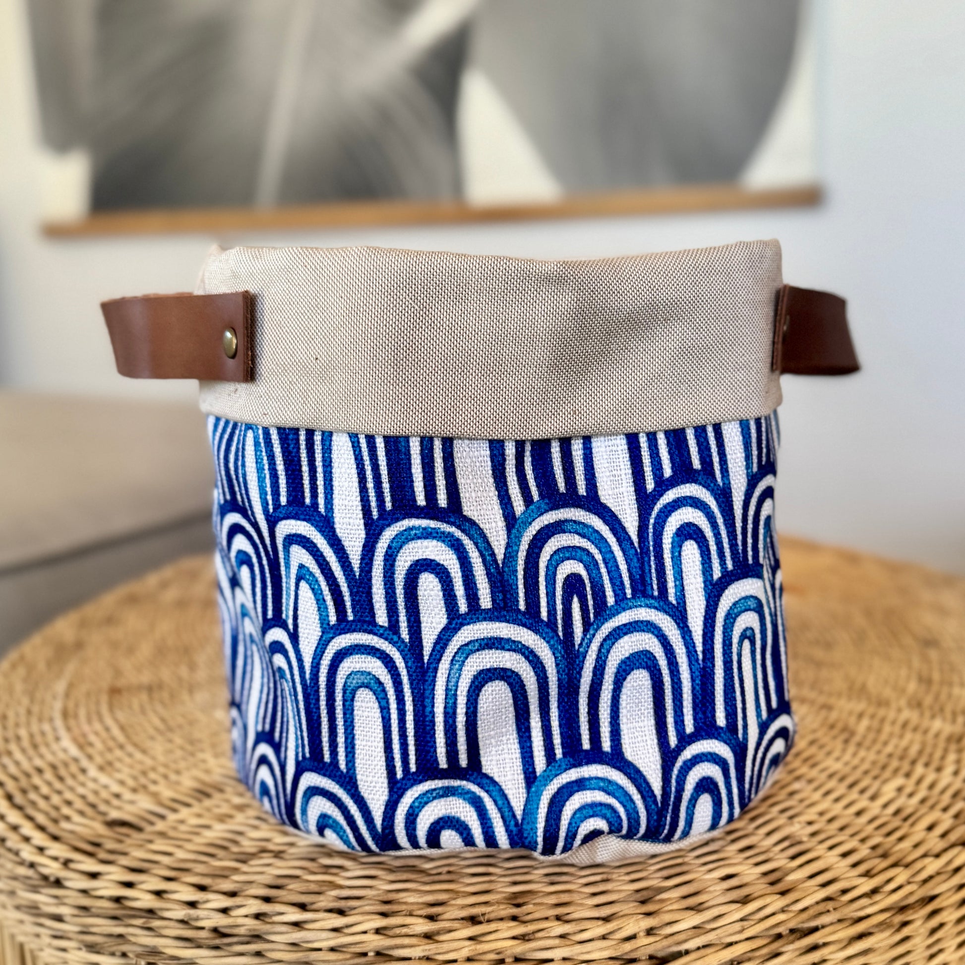 Soft Pot with Leather Handles - Blue Arch
