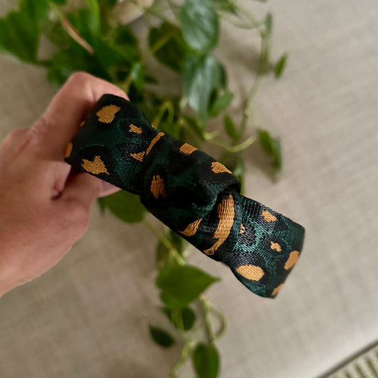 Green end Gold Leopard Alice Band - iszi ONLINE