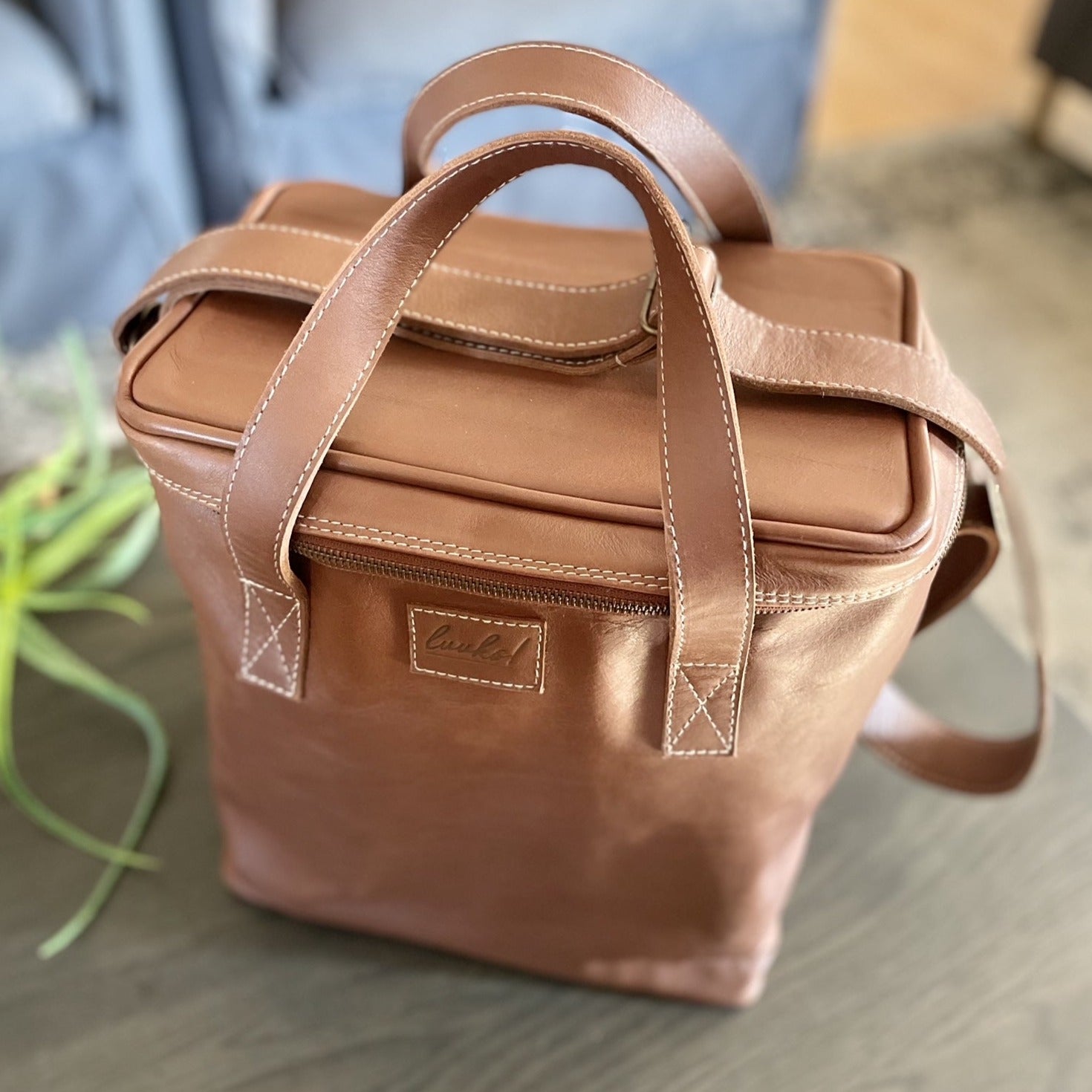 Leather Wine Cooler Bag - 6 Bottles