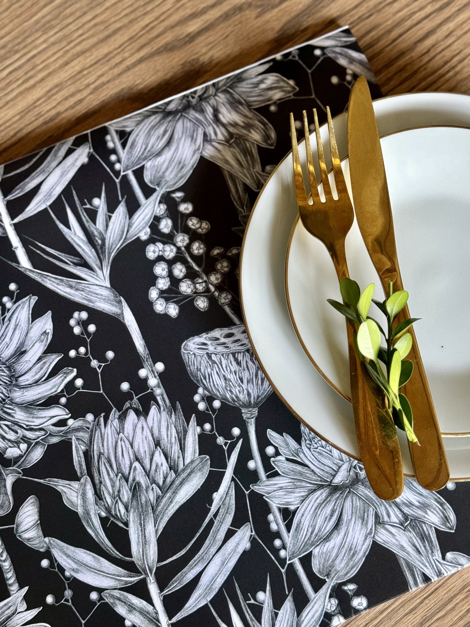 Grey Fynbos Paper Placemats - iszi ONLINE