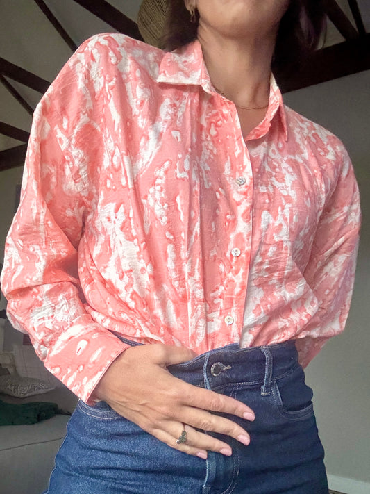 Coral and White Shirt