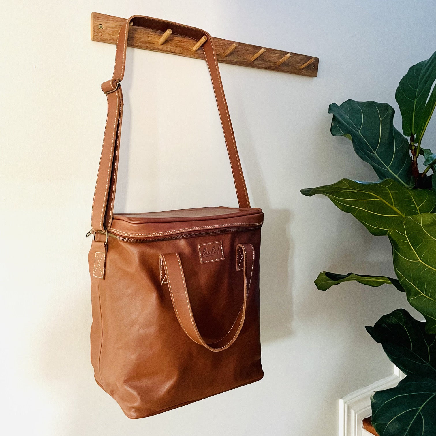 Leather Wine Cooler Bag - 6 Bottles