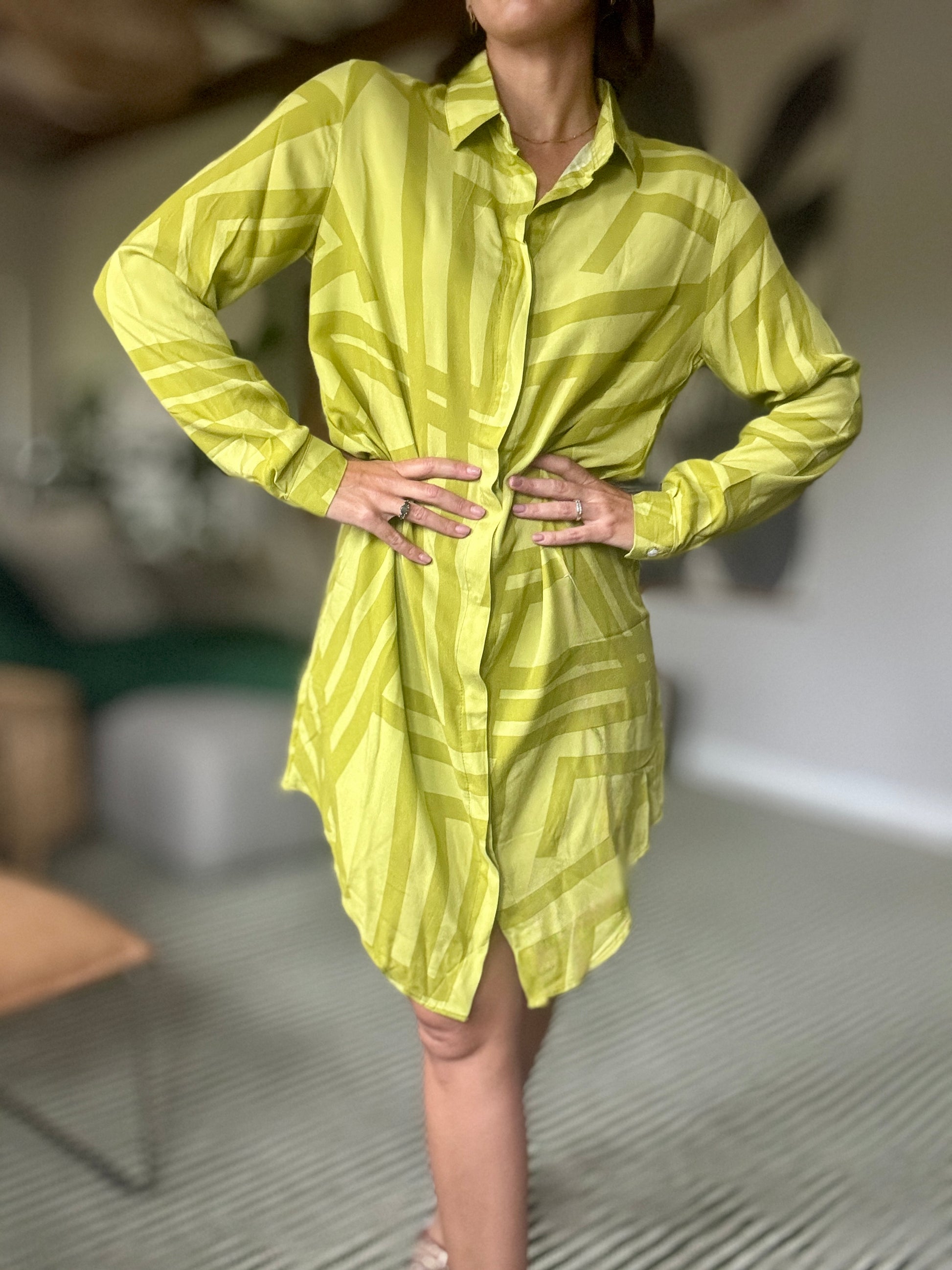 Midi Shirt Dresses in Citron