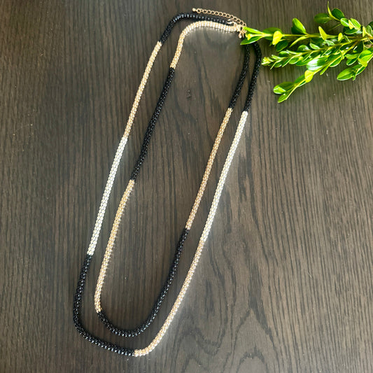 Black, Gold and White Double Necklace