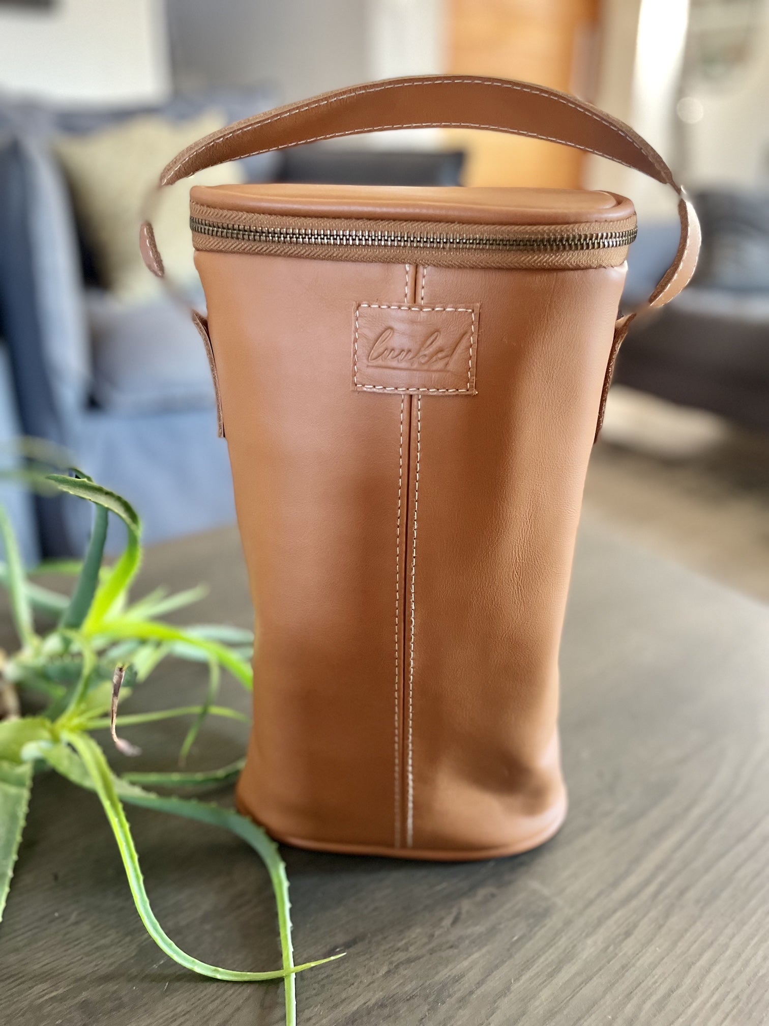 Leather Wine Cooler - 2 Bottles Tan