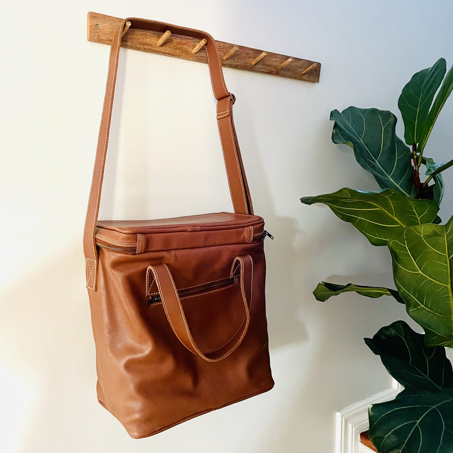 Leather Wine Cooler Bag - 6 Bottles