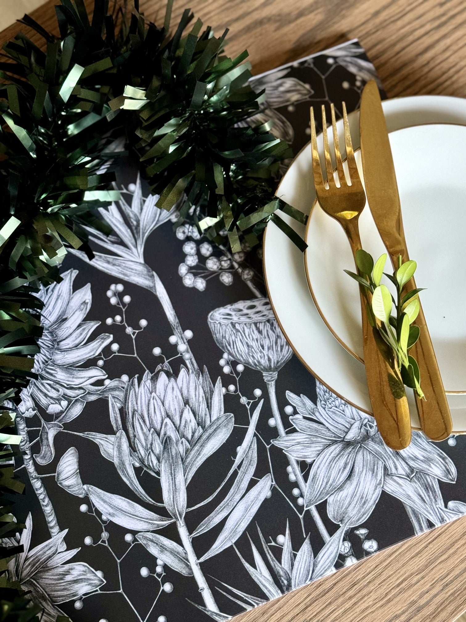 Grey Fynbos Paper Placemats - iszi ONLINE