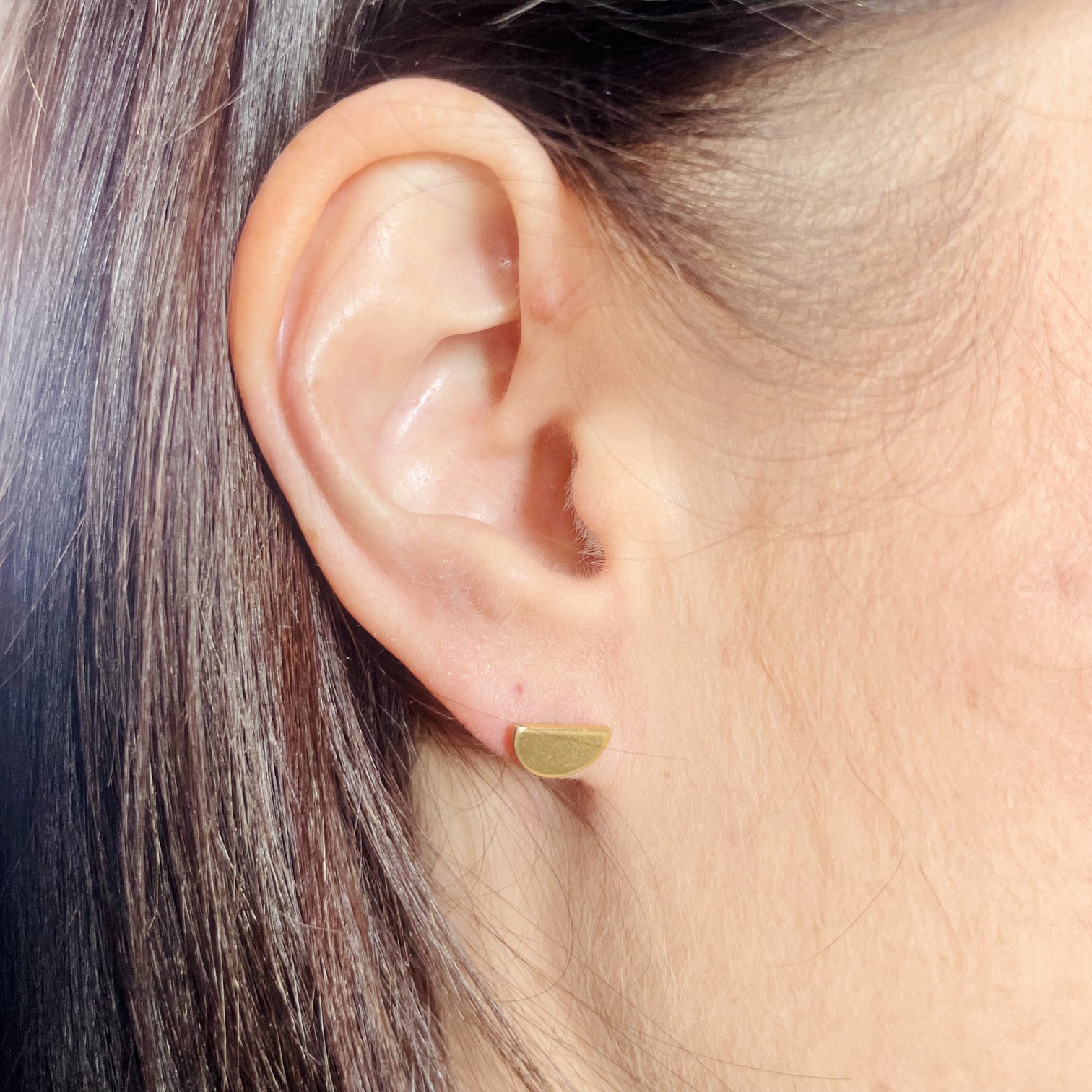 Solid Half Moon Stud Earrings - iszi ONLINE