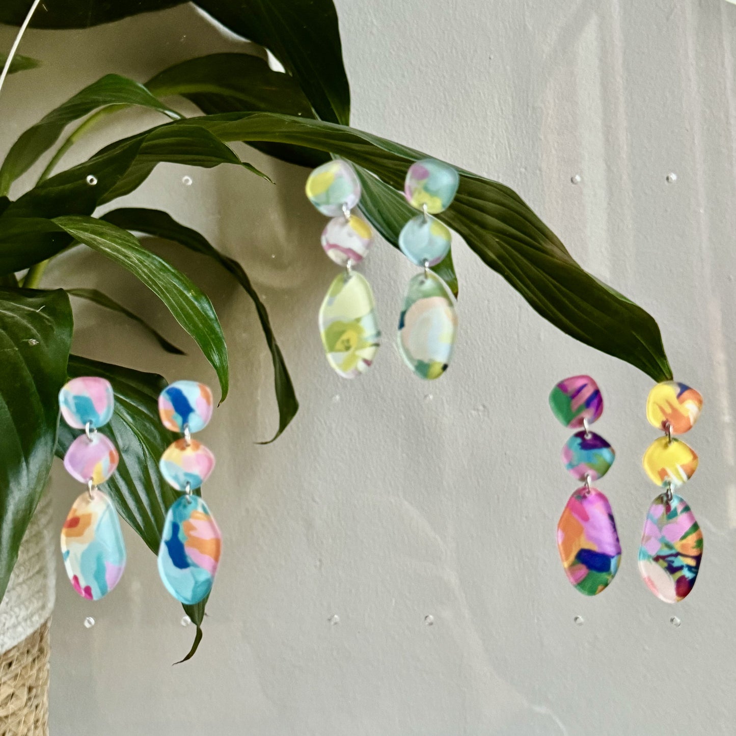Dangling Earrings Three Stones - iszi ONLINE