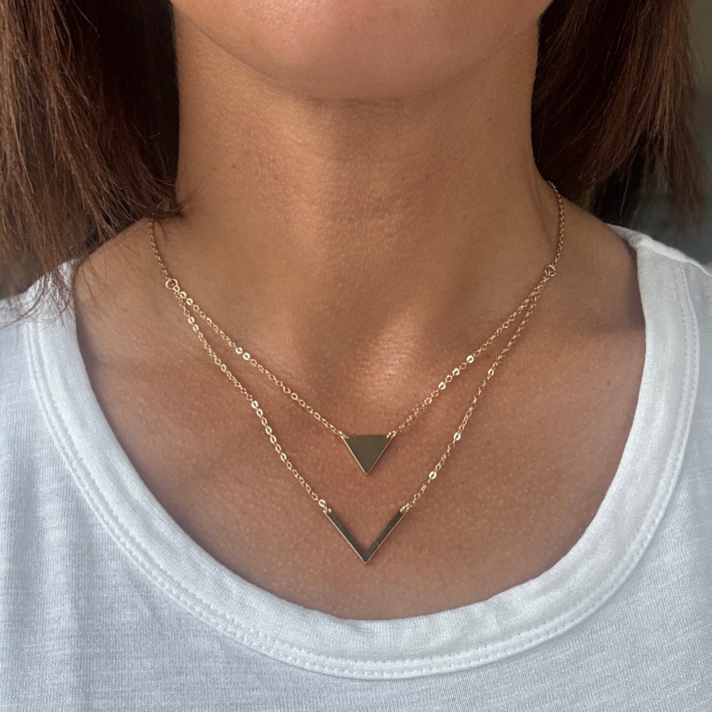 Triangle and V Pendant Necklace
