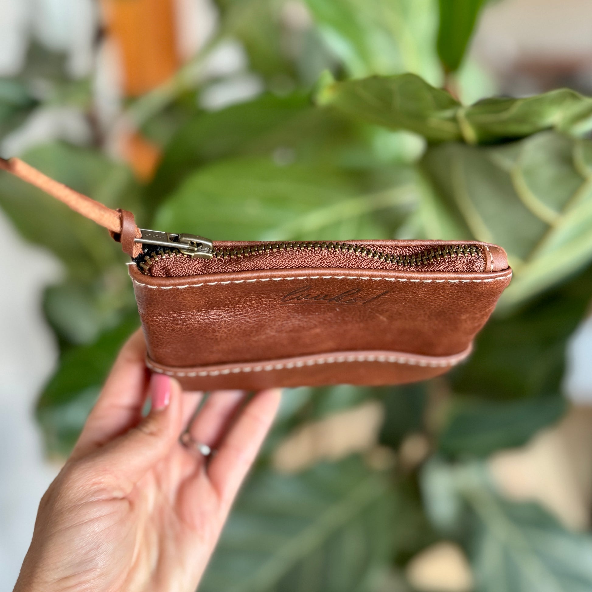 Leather Zip Pouch in Toffee