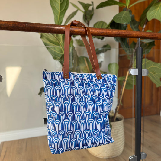 Leather and Fabric Tote Cooler Bag