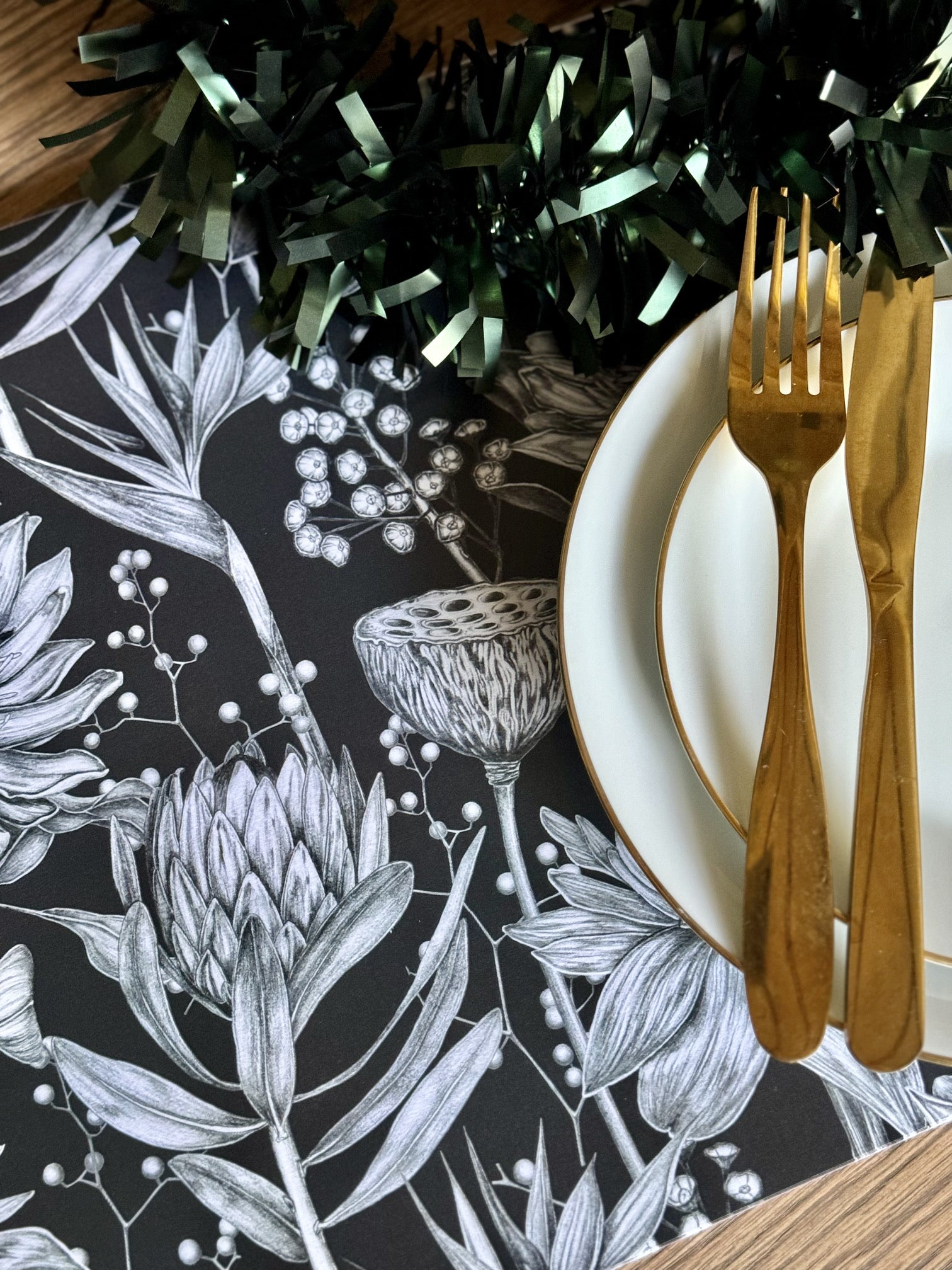 Grey Fynbos Paper Placemats - iszi ONLINE