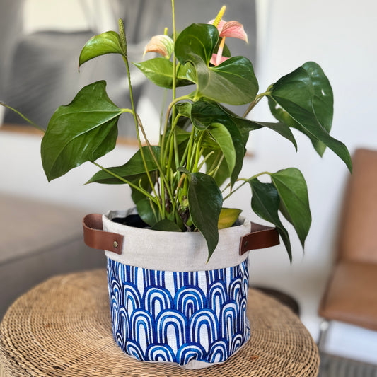 Soft Pot with Leather Handles - Blue Arch