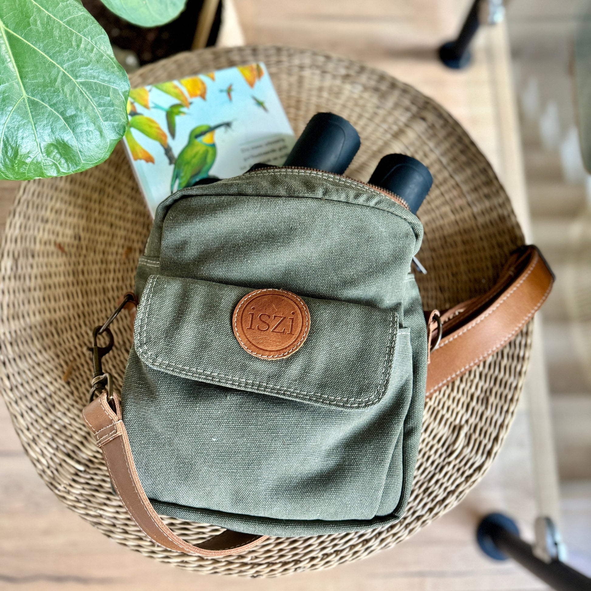 Canvas and Leather Birding Sling Bag