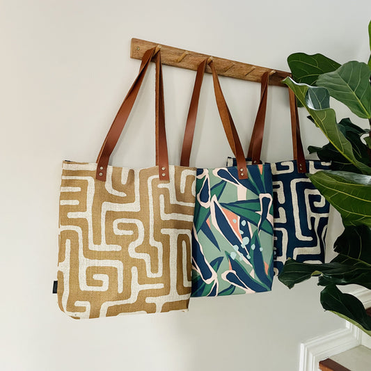 Leather and Fabric Tote Bags - iszi ONLINE