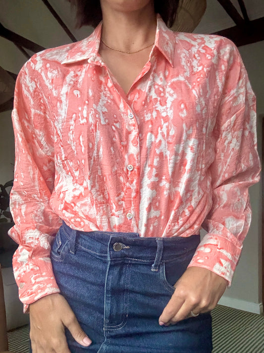 Coral and White Shirt