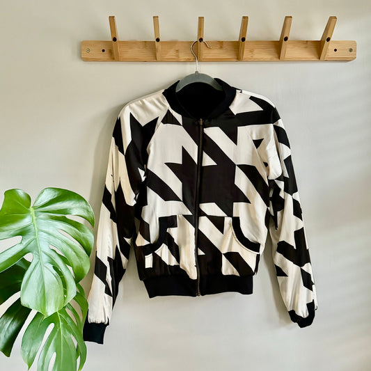 Reversible Bomber Jacket Houndstooth - iszi ONLINE
