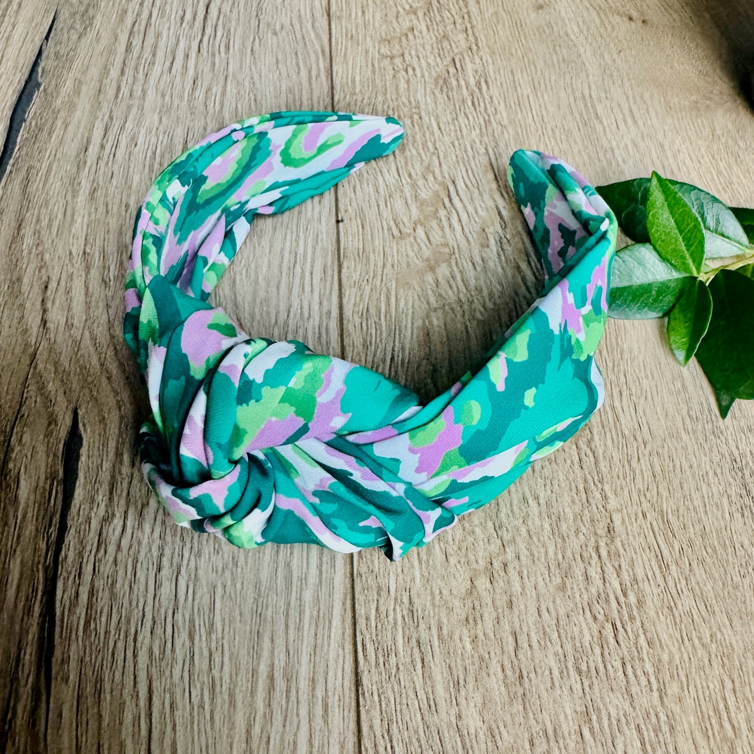 Wide Green, Pink and White Knot Alice Band - iszi ONLINE