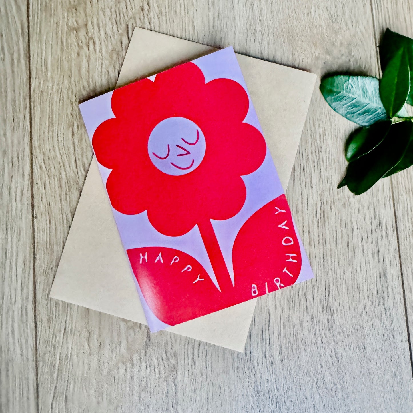 Red flower birthday card