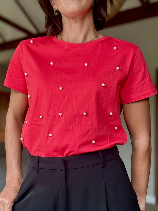 T-Shirt with Pearls