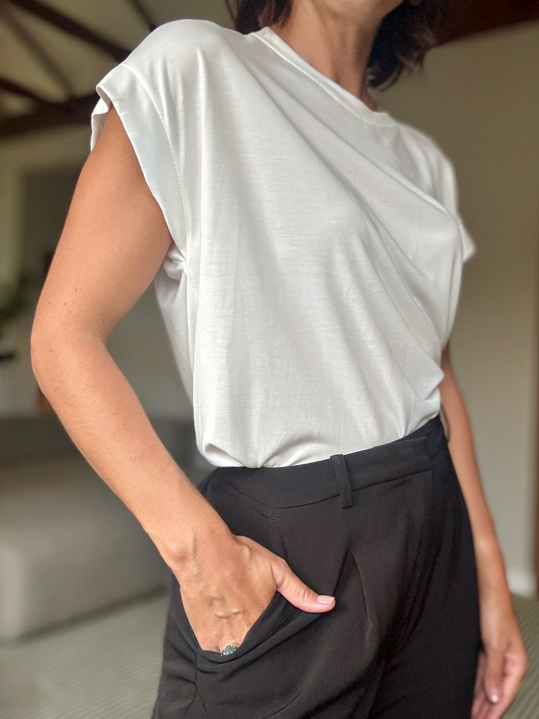 White Sleeveless T-Shirt