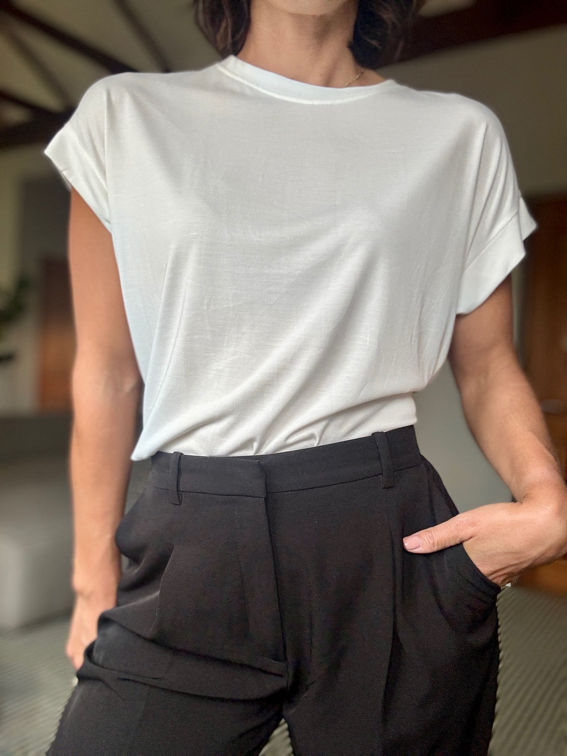 White Sleeveless T-Shirt