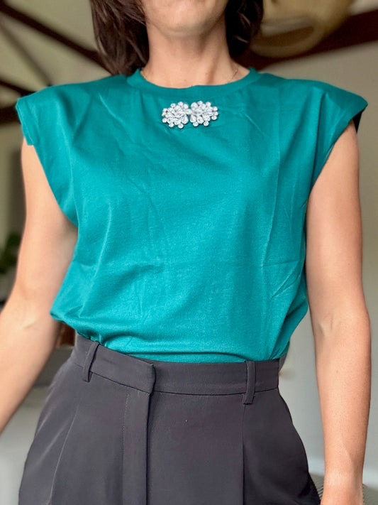 Muscle T-Shirt with Diamante