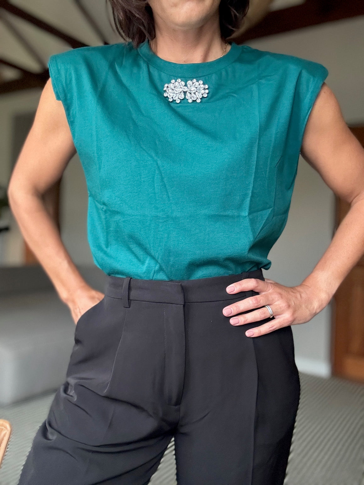 Muscle T-Shirt with Diamante