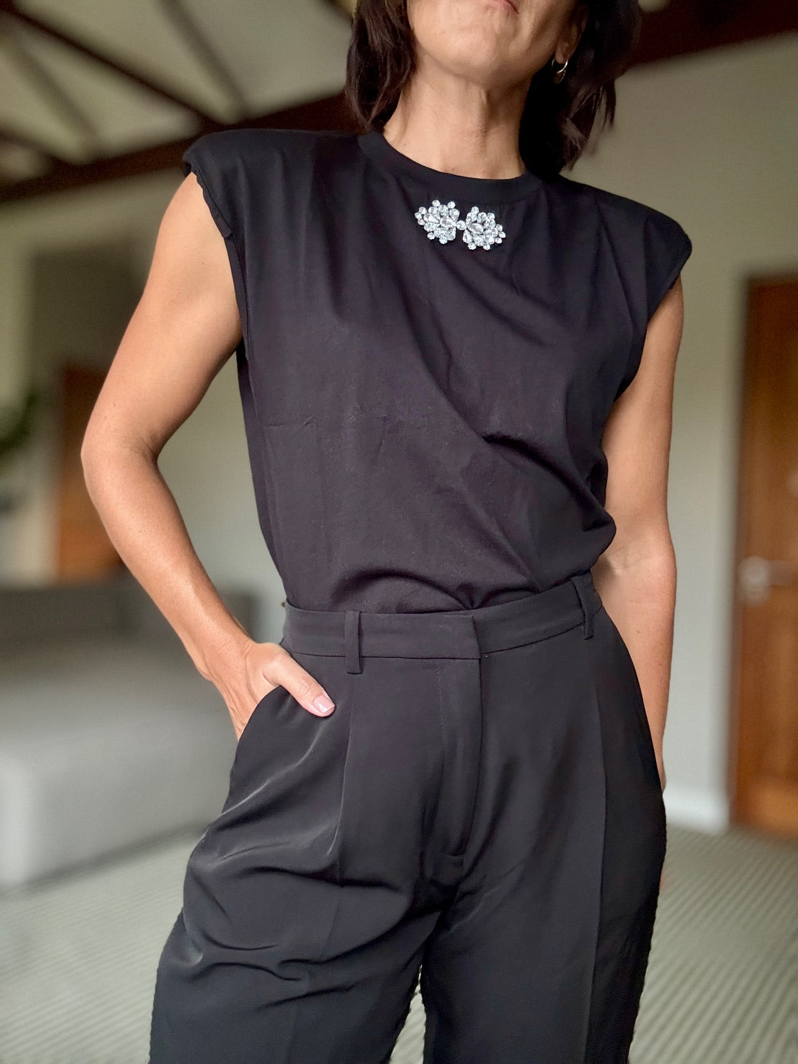 Muscle T-Shirt with Diamante