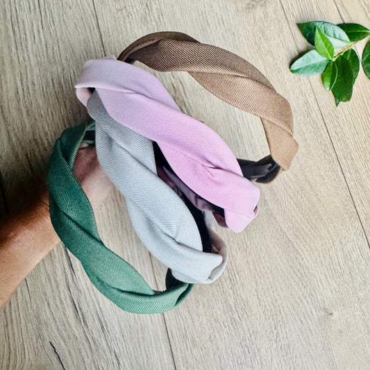Thin woven Alice Band in 4 pastel colors