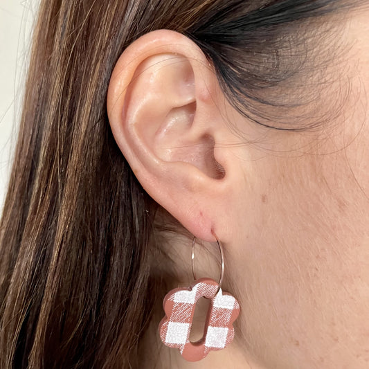 Teracotta Gingham Polymer Clay Drop Earrings (set of 2) - iszi ONLINE