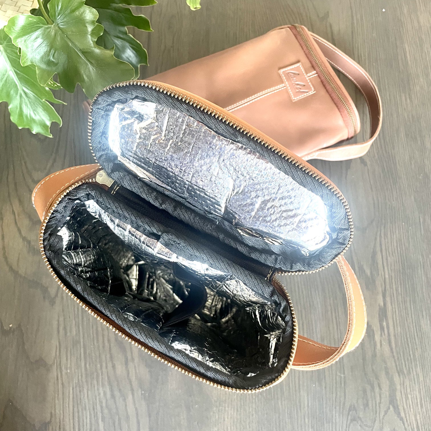 Internal view of Leather Wine Cooler - 2 Bottles