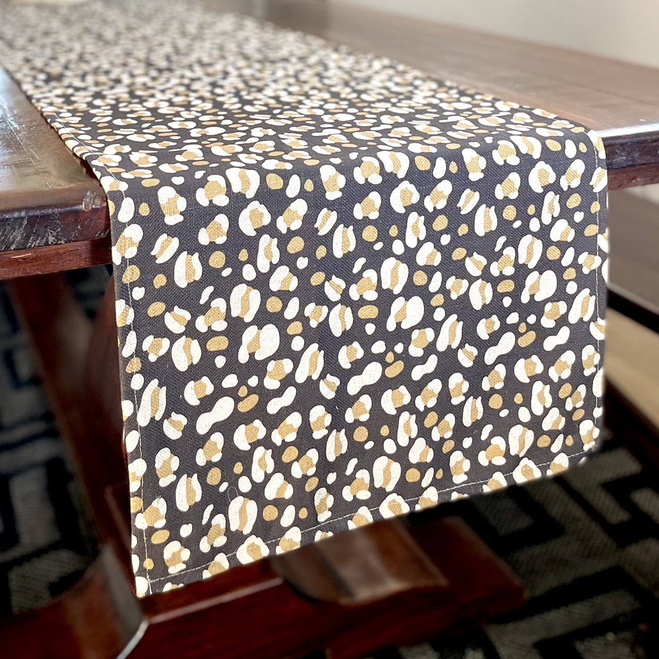 Black, Gold and White Table Runner