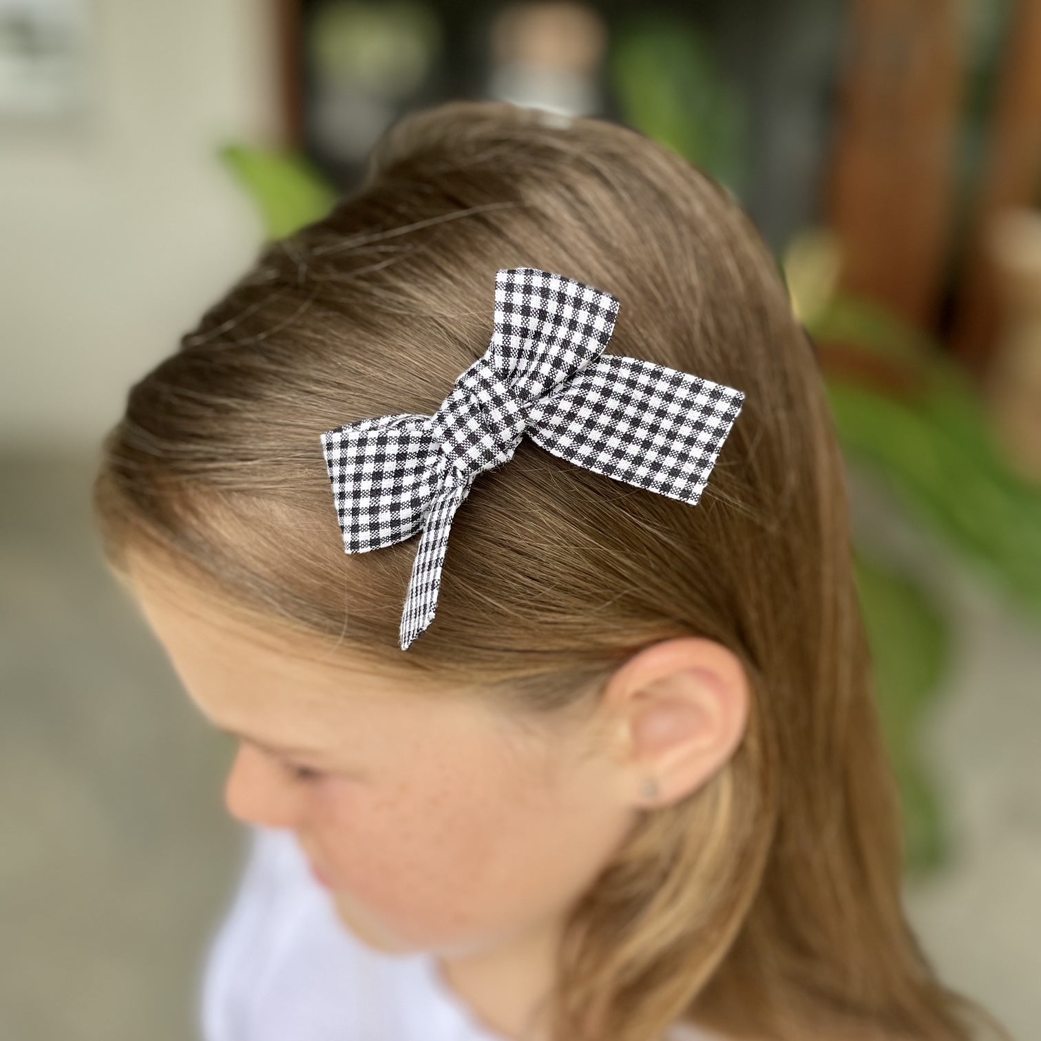 Girls Hair Clips- Black & White Check - iszi ONLINE
