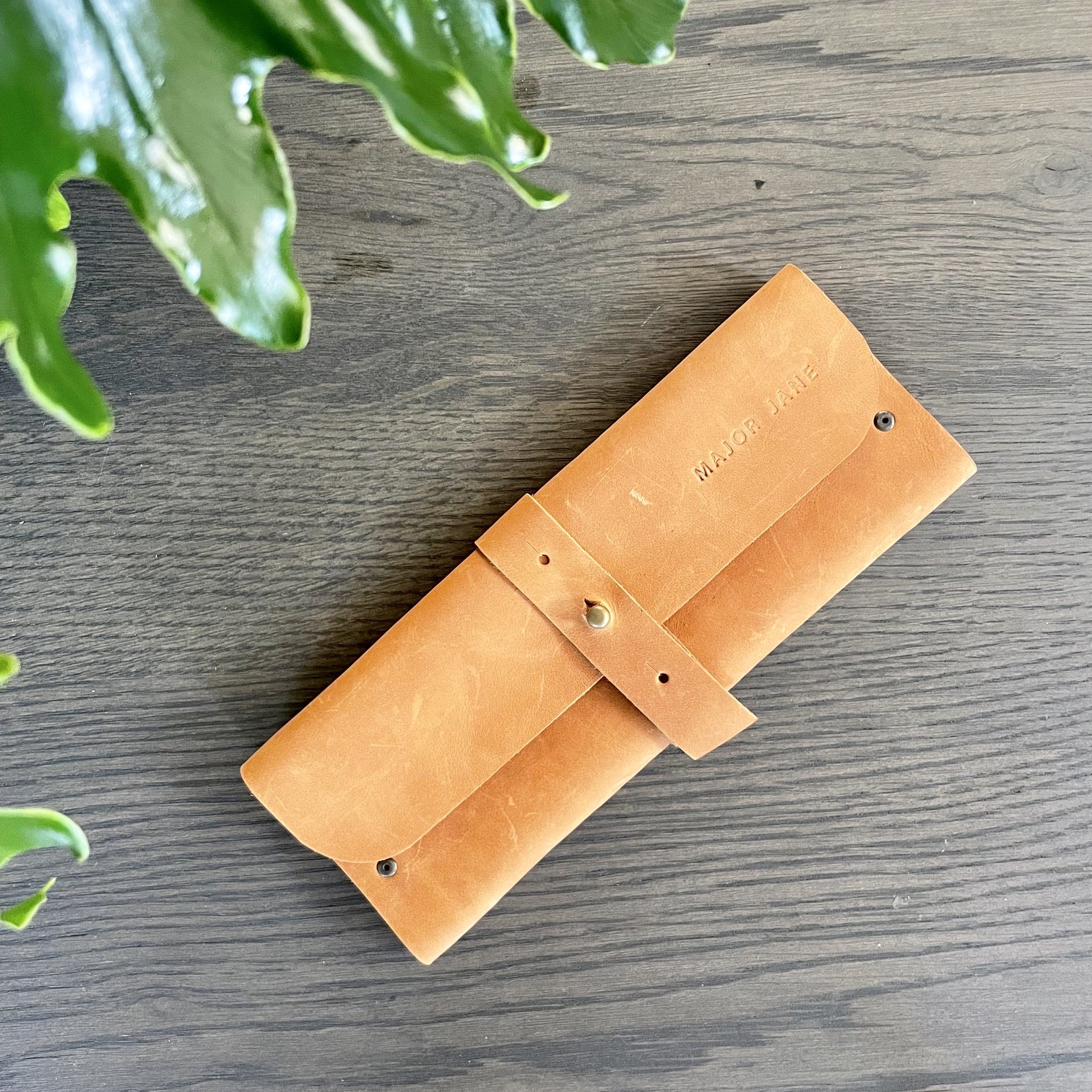 Leather Jewellery Roll-up - Tan - iszi ONLINE
