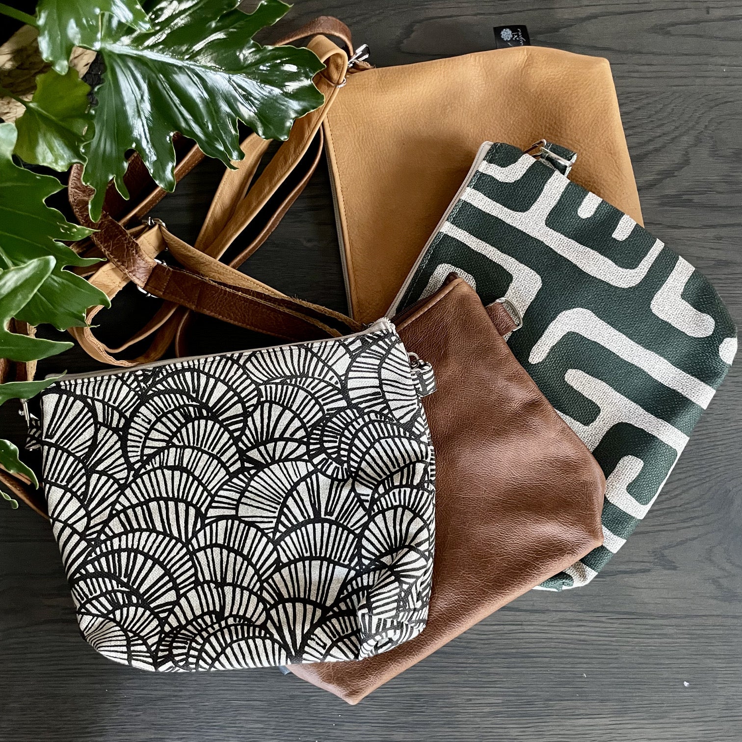 Sling bags is Fabric and Leather